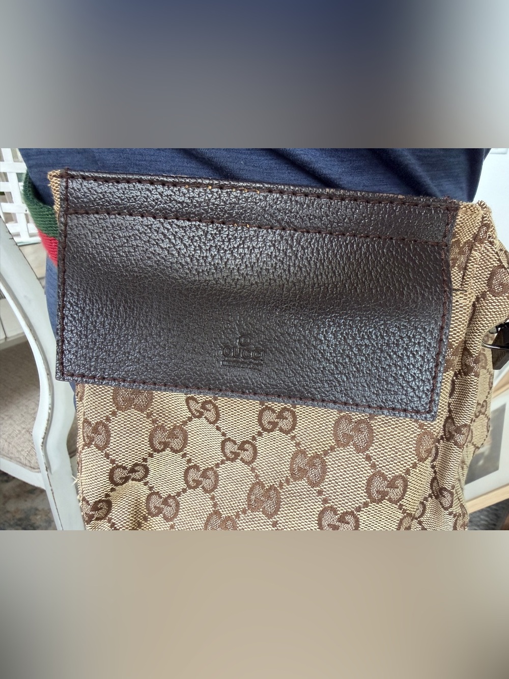 Gucci Beige and Brown GG Canvas Shoulder/waist Bag with Dark Brown Leather Flap - Picture 4 of 11